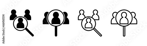 Hiring icon vector. search job vacancy icon. magnifying glass looking for people