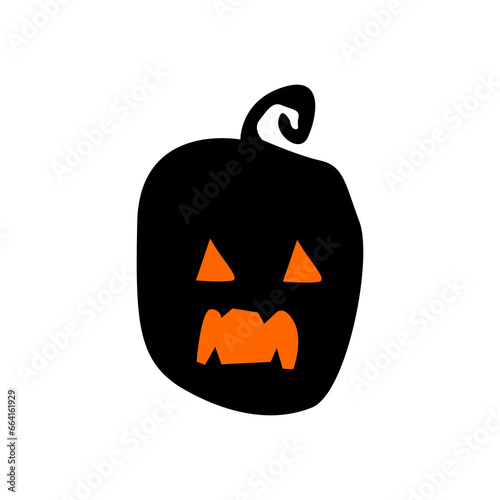 Horror pumpkin icon, halloween element.
