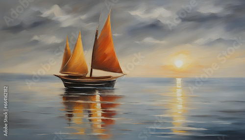 Oil Painting - Sailing Boat photo