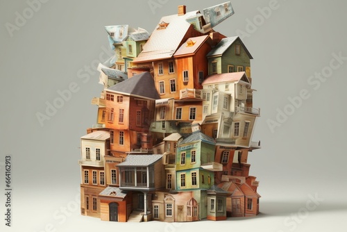 Currency symbolizes the severe scarcity and dilemma of affordable housing. Generative AI photo