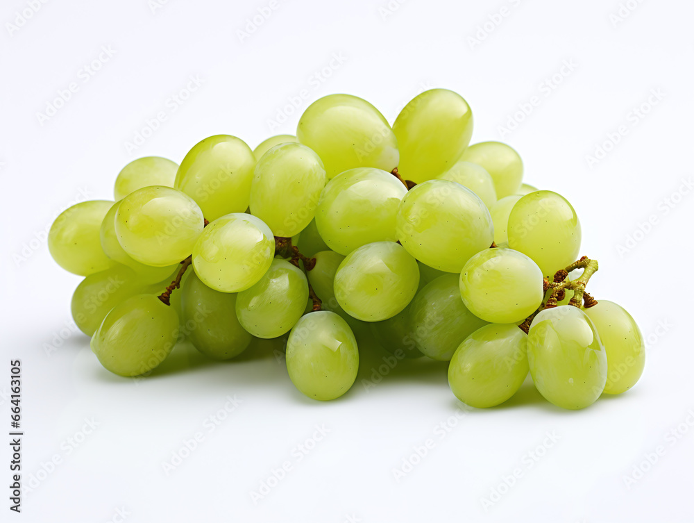 Green grapes on isolated white background.