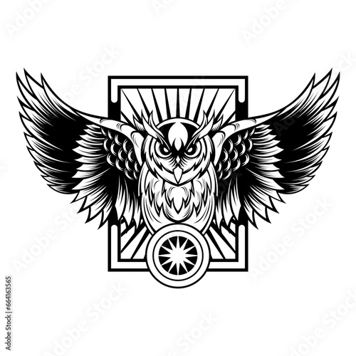 owl spreading the wings vector
