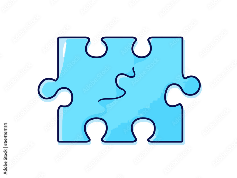Doodle Blue puzzle piece, cartoon sticker, sketch, vector, Illustration, minimalistic Doodle Blue puzzle piece, cartoon sticker, sketch, vector, Illustration, minimalistic