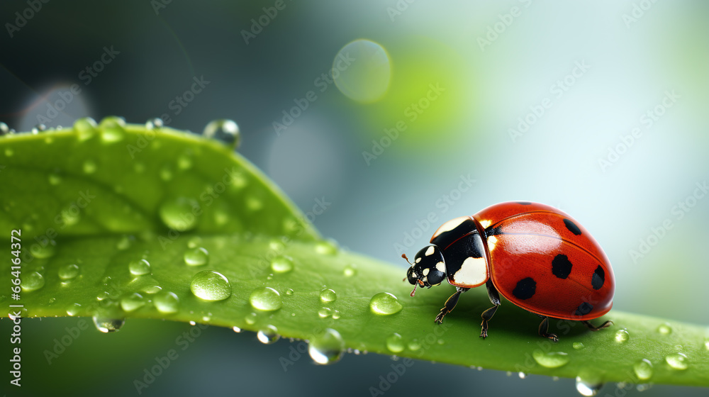 Obraz premium Ladybug lay on a leaves.