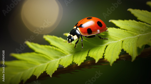 Ladybug lay on a leaves. © Shanorsila