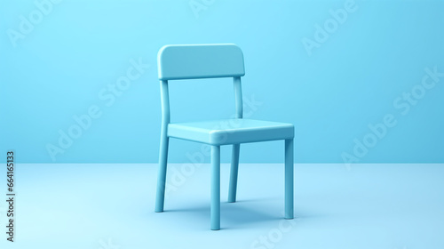 Blue chair inside a blue room background.
