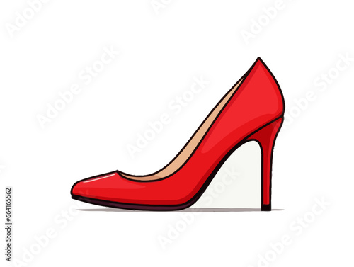 Doodle Red high heels, cartoon sticker, sketch, vector, Illustration, minimalistic