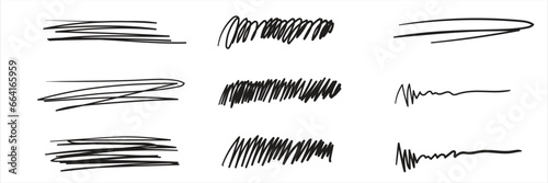 Hand drawn sketch doodle arrows, checkmarks, signs, icons, lines, brush strokes, brackets, speech bubbles, handwritten design elements set isolated on white background
