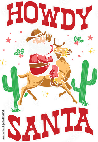 Western Christmas Sublimation Illustration
