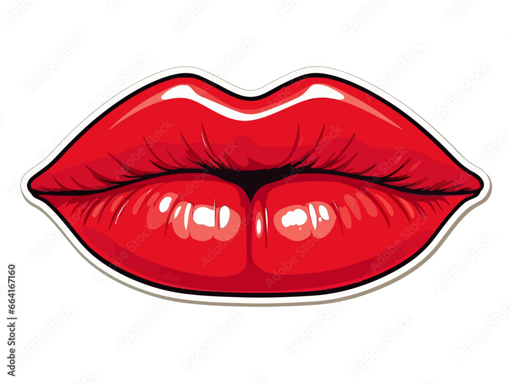 Doodle Red lips, cartoon sticker, sketch, vector, Illustration, minimalistic Doodle Red lips, cartoon sticker, sketch, vector, Illustration, minimalistic