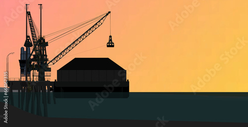 jetty sunset coal power plant silhouette illustration photo