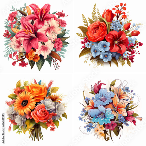 flower leaves, blossom, poppy, invitation, rose watercolor set pattern vector background © shabanashoukat49