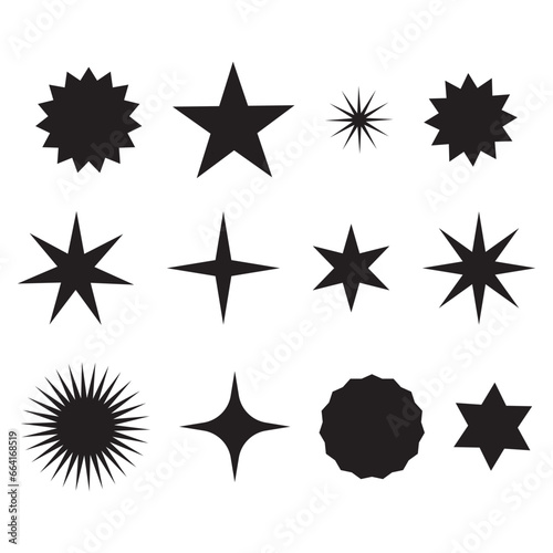 Minimalistic star icons. Retro futuristic sparkle icons collection. Templates for design  posters  projects  banners  logo  and business cards