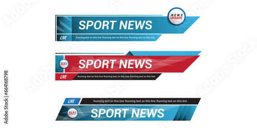 Lower third template for TV banners, bars for live news and sport channels, streaming and broadcasting. Collection of lower third for video editing isolated on white background. Vector