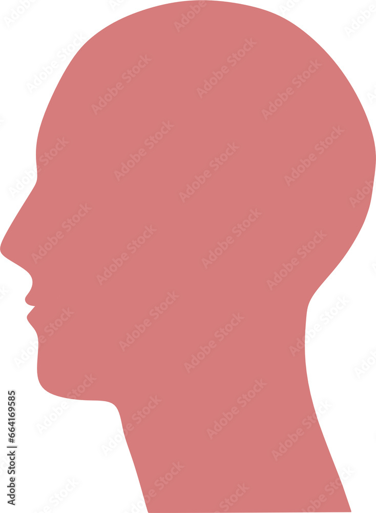 Digital png illustration of red profile of human head on transparent background