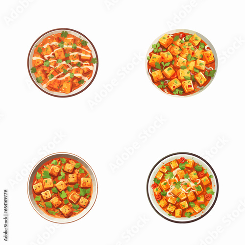 set of happy cute paneer tika masala watercolor illustrations for printing on baby clothes, pattern, sticker, postcards, print, fabric, and books