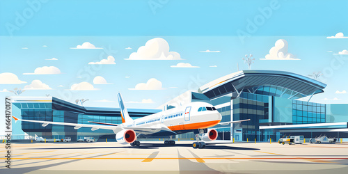 Airplane at the airport illustration background