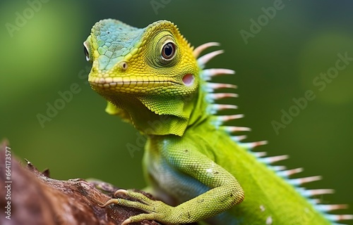 Bronchocela cristatella  also known as the green crested lizard.