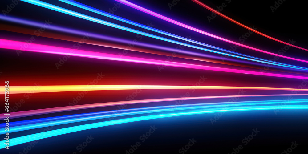 Vivid, glowing neon lines on black, offering an intense.