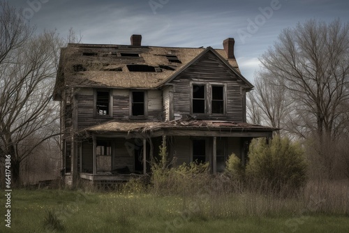 Abandoned house. Generative AI © Euphemia