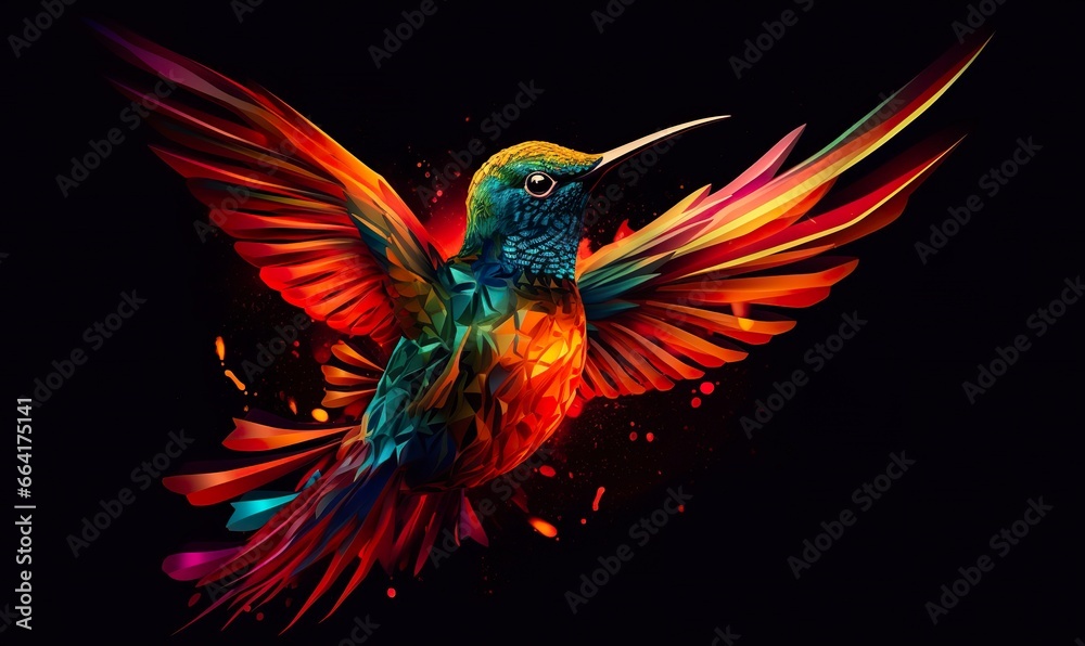 hummingbird logo with multiple colors flying through the air.. hummingbird logo with multiple colors flying through the air..