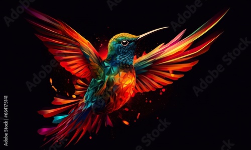hummingbird logo with multiple colors flying through the air.. © ABGoni