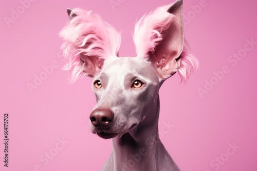 Pink colored dog on Pink Background. © ABGoni