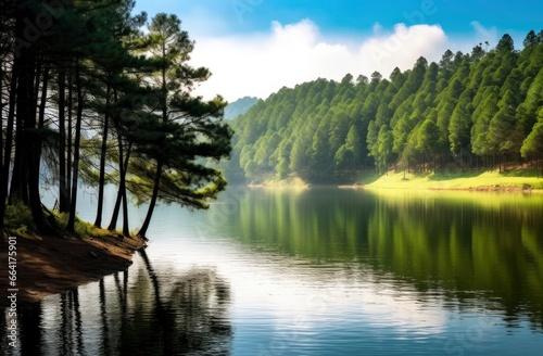 Beatiful nature lake and forest. #664175901