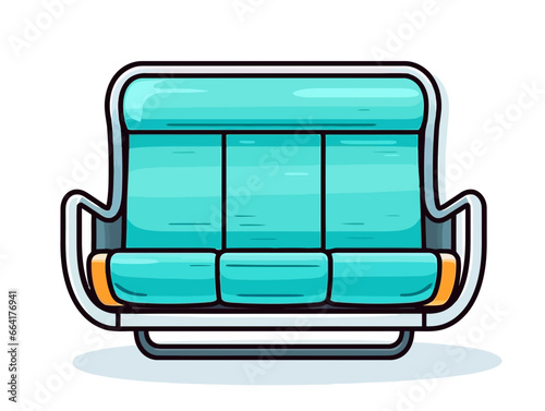 Doodle Bus seat, cartoon sticker, sketch, vector, Illustration, minimalistic