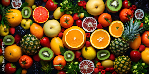 Top view mix fruit background