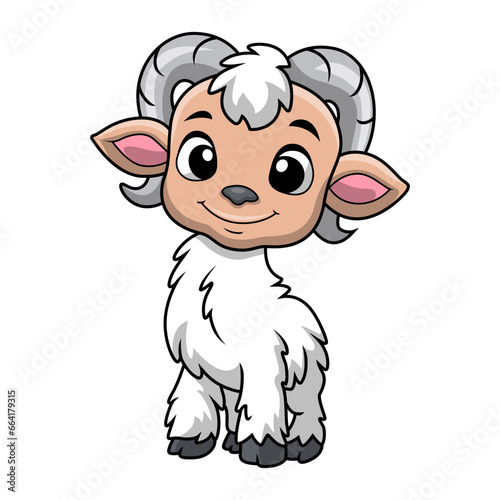 Cute goat cartoon on white background