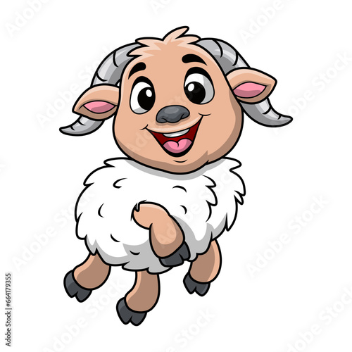 Cute goat cartoon on white background