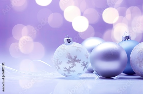 Christmas decorations ball on snow background.