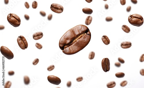 Coffee Bean flying on white background, 3d illustration. © Anny