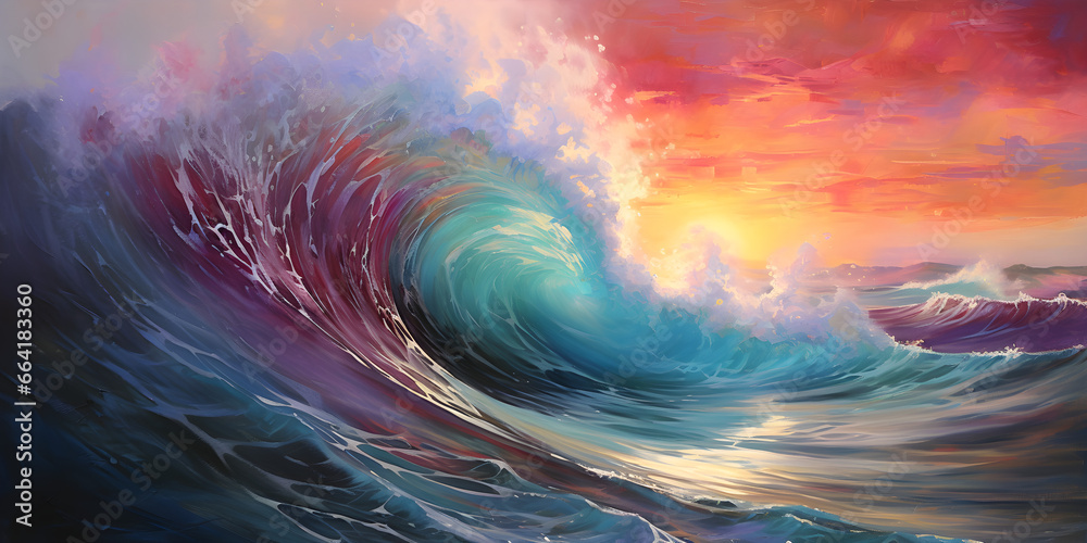 abstract colourful tidal wave art background - obrazy, fototapety, plakaty 