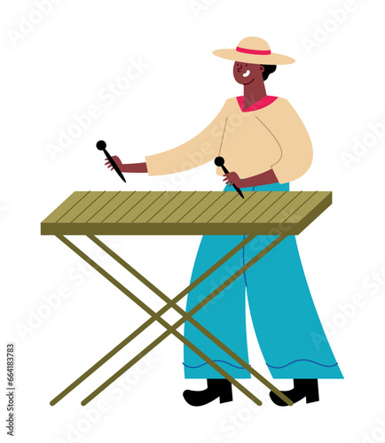 petronio alvarez festival man with marimba photo
