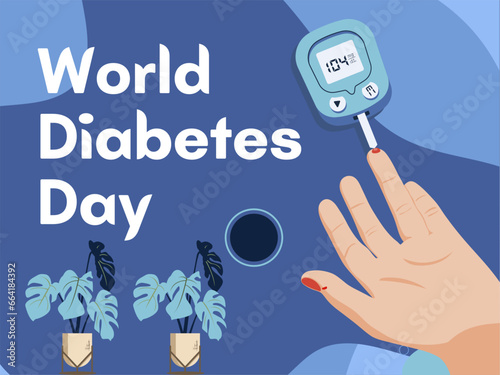 Illustration Of World Diabetes Day, World Diabetes Day, Diabetes Awareness Month, Creative illustration, poster or banner of world diabetes day awareness, Blood glucose test strip, awareness poster