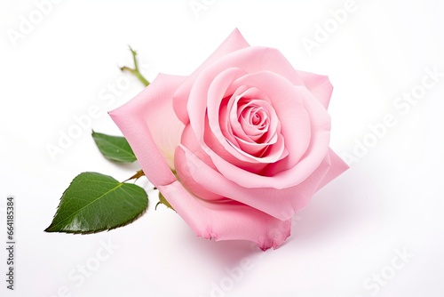 Pink rose isolated on white background. © Anny