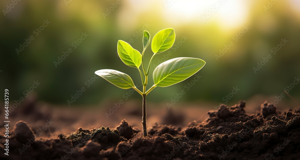 Small tree growing with sunshine in the garden. eco concept. Small tree growing with sunshine in the garden. eco concept.