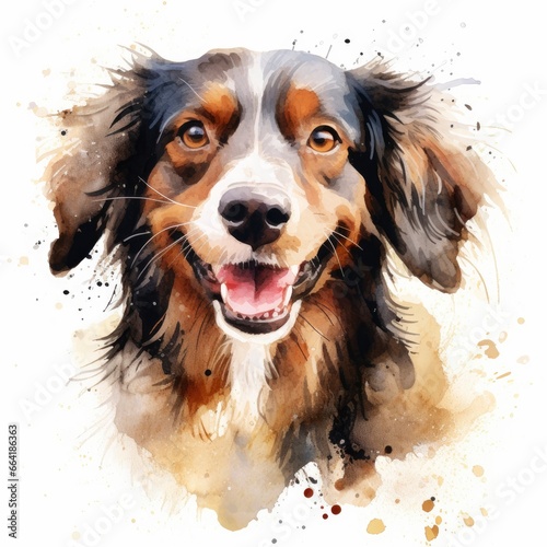 Watercolor dog clip art on white background.
