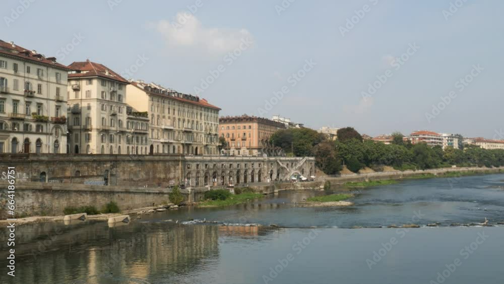 Turin, Italy, view of the Lungo Po Luigi Cadorna riverfront Turin, Italy, view of the Lungo Po Luigi Cadorna riverfront