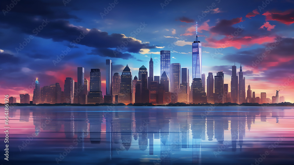 Beautiful New York City with Manhattan Skyline