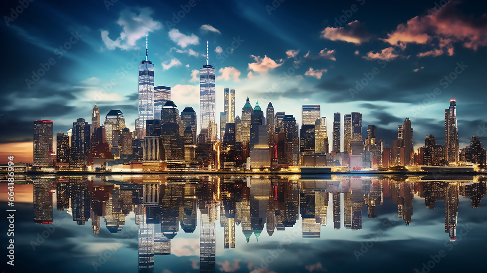 Amazing New York Cityscape Tourism Concept Photograph New York - obrazy, fototapety, plakaty 