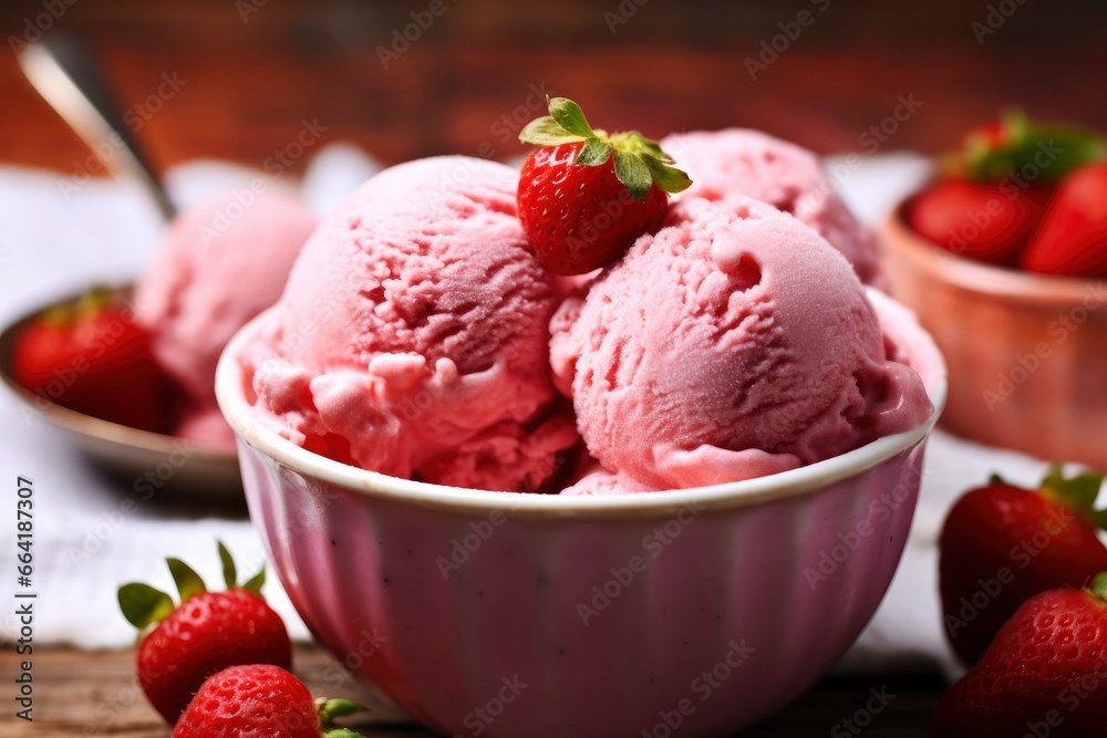 Strawberry Ice Cream with Fresh Strawberries. Strawberry Ice Cream with Fresh Strawberries.