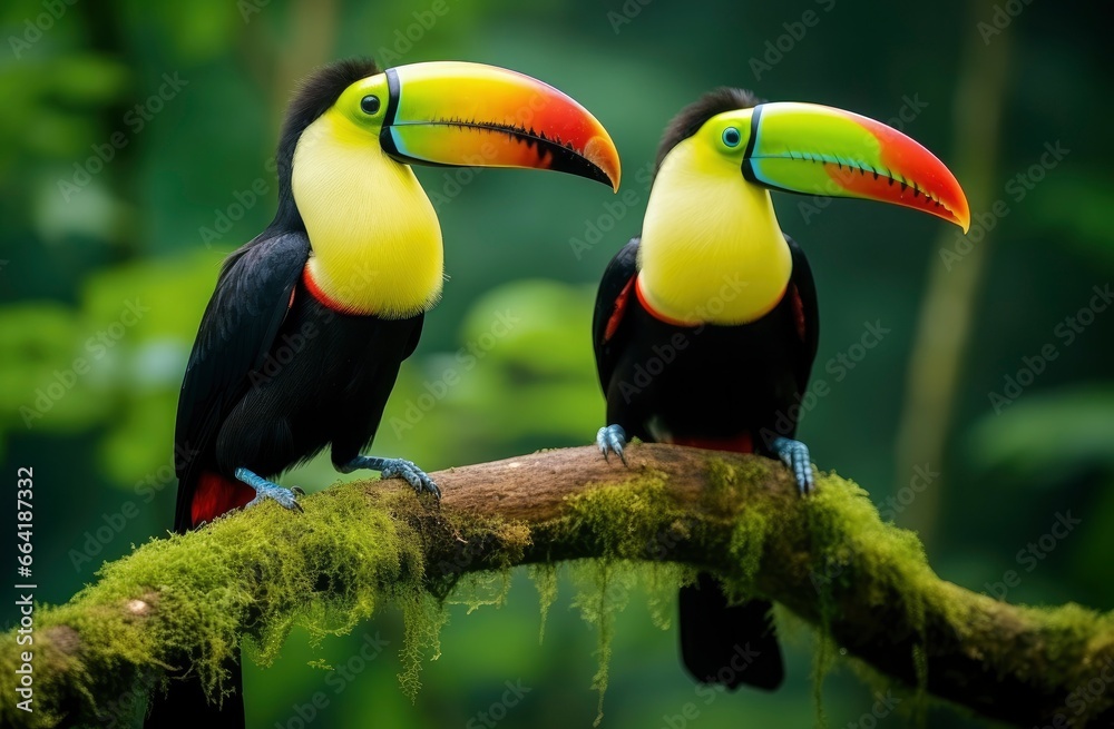 Fototapeta premium Toucan sitting on the branch in the forest.