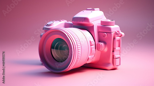 Amazing Pink Digital DSLR Camera 3D Illustration