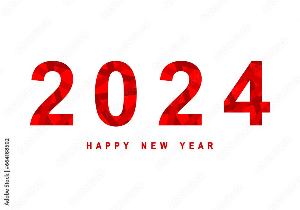Red 2024 happy new year greeting card celebration vector design Red 2024 happy new year greeting card celebration vector design