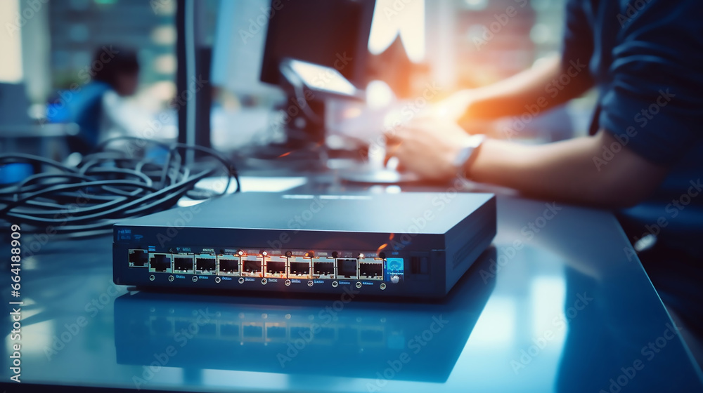Fantastic Selective Focus at Router Internet Router on Working Fantastic Selective Focus at Router Internet Router on Working