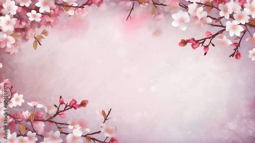 Fototapeta premium Fantastic Cherry Blossom Frame Use As Background