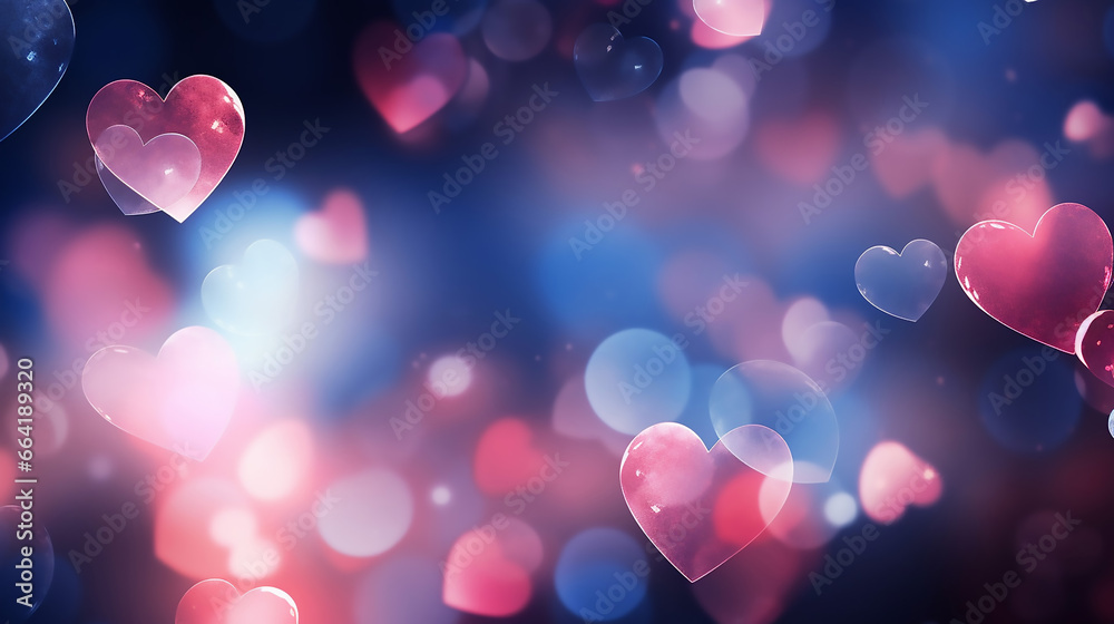 Beautiful Heart Bokeh Shiny Background with Transparent Effect